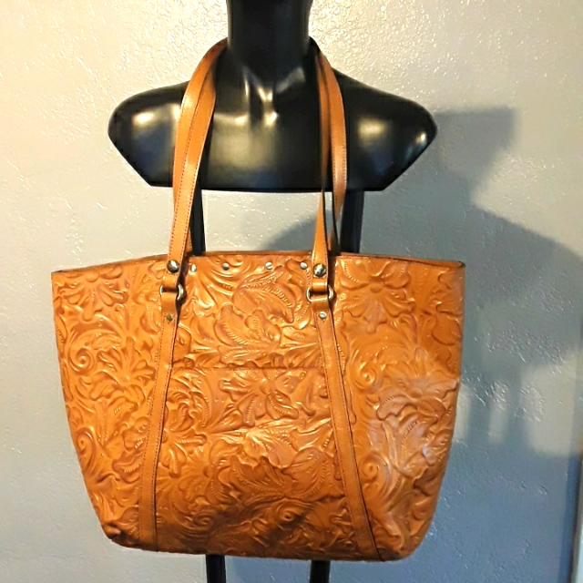 Patricia Nash Extra Large Leather Embossed Satchel New